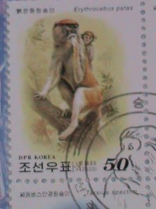 KOREA STAMP;2000 COLORFUL LOVELY GOLD HAIR MONKEYS CTO NH MINI SHEET