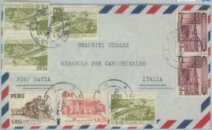 81712  -  PERU - POSTAL HISTORY -   AIRMAIL  COVER to ITALY  1959 - TRAINS