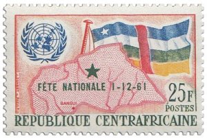 C A R - 1961 - Map & Flag o/p National Holiday - Perf 1v - Mint Never Hinged