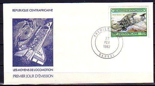 Central Africa, Scott cat. 513 only. Bi-Plane value. First Day Cover. ^