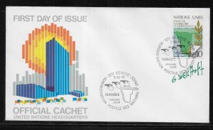 UN Geneva 86 Namibia on Headquarters Cachet FDC signed by Designer