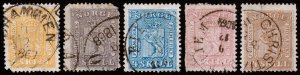 Norway Scott 6-10 (1863) Used F-G-F Complete Set, CV $749.00 C