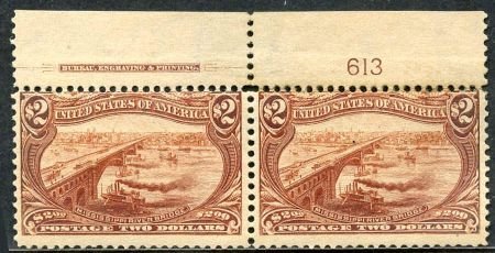 US 293 Bureau & Regular Issues Ave - Fine Hinged Plate Number Imprint Pair cv...