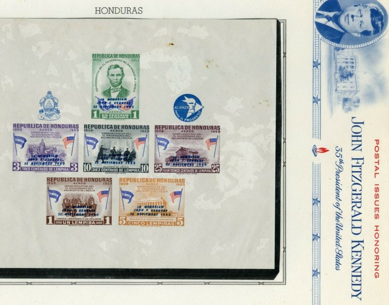 HONDURAS  JOHN F. KENNEDY MEMORIAL SOUVENIR SHEET  MINT NEVER HINGED