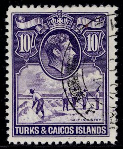 TURKS & CAICOS ISLANDS GVI SG205, 10s bright violet, FINE USED. Cat £12.