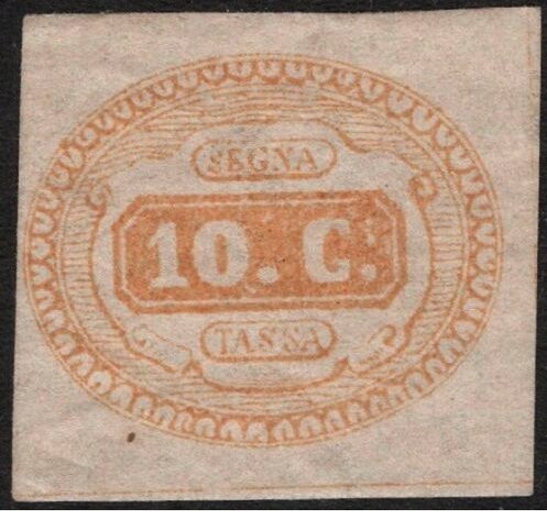 Italy Regno - Sassone Tax n. 1a ocra - cv 3600$ - Signed ENZO DIENA - MH*