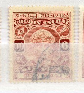 India Cochin 1933-38 Early Issue Fine Used 6p. Optd NW-16301