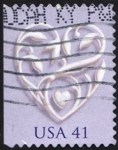 SC#4151 41¢ Wedding Hearts Booklet Single (2007) Used