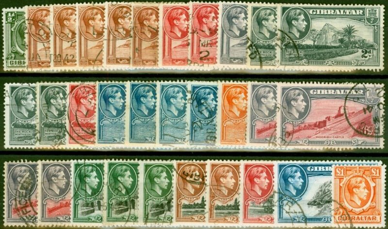 Gibraltar 1938-51 Extended Set of 31 SG121-131 Fine Used CV £260