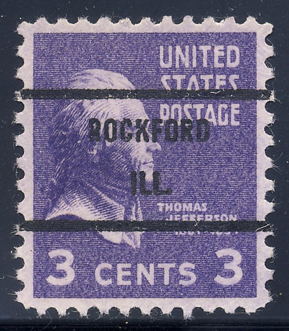 Rockford IL, 807-71 Bureau Precancel, 3¢ Jefferson