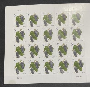 US 2016 Grapes pane of 20 #5038 mint