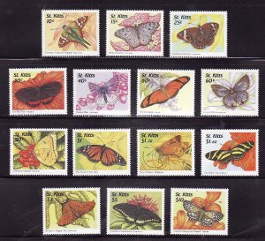 St Kitts-Sc#439-52- id7-unused NH set-Insects-Butterflies-1997-