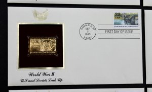 US #2981a-j FDC 22K Gold Replicas Set of 10 WWII Victory at Last