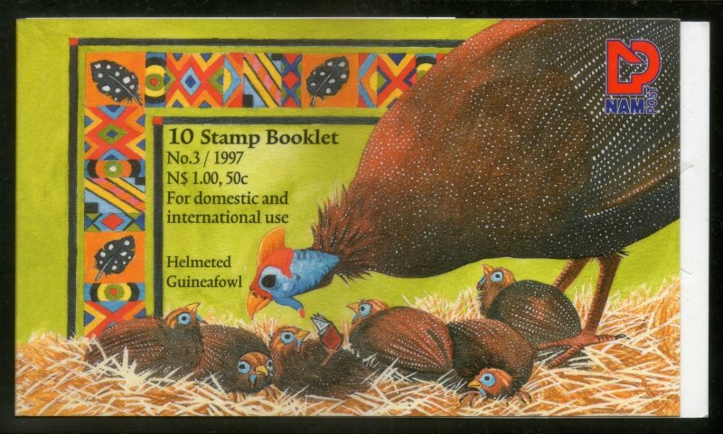 Namibia 1997 Greeting Helmeted Guinea fowl Hen Birds Sc 845a Stamp Booklet 13534