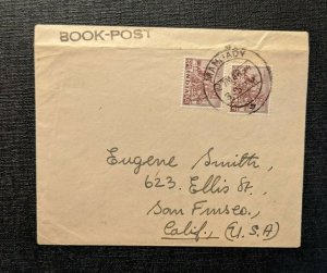 1954 Book Post Mannady India Cover to San Francisco CA USA