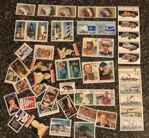 50 Mint US stamps, all 25 cent, most MNH, over $12 face value