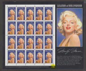 U.S.  Scott #2967 Marilyn Monroe Stamp - Highlighted ML Plate - Mint NH Sheet