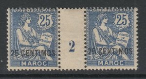 French Morocco, Scott 18 (Yvert 14), MHR millesime pair