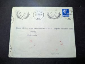 1941 Norway Cover Oslo to Aue Germany Tyskland