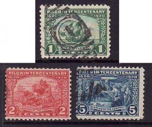 USA-Sc#548-50- id8-used Pilgrim Centenary set-Ships-1920-please note #549 has no