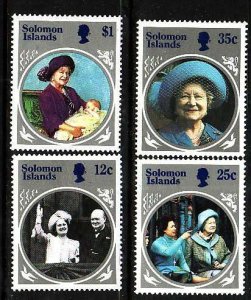 Solomon Is.-Sc#543-6- id9- unused NH set-Queen Mother-1985-please note there is