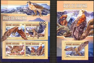 Guinea Bissau 2016 Birds Raptors sheet + S/S MNH