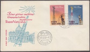 VATICAN Sc #262-3 FDC ARCHANGEL GABRIEL, ISSUED for RADIO VATICAN