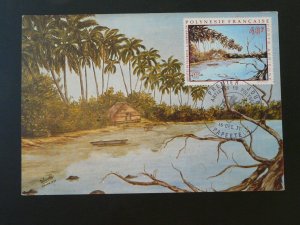 paintings Dobrowolski coconut tree maximum card French Polynesia 1971