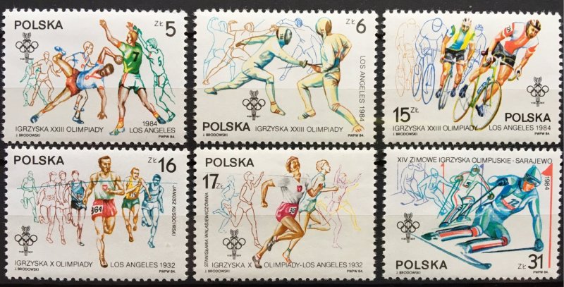 Poland 1984 MNH Stamps Scott 2617-2622 Sport Olympic Games Skiing Handball