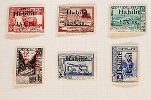 PERU Sc 374,C40-44 LH ISSUE OF 1937 - OVERPRINTS