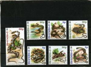 GIBRALTAR 2001 FAUNA REPTILES SNAKES SET OF 7 STAMPS MNH