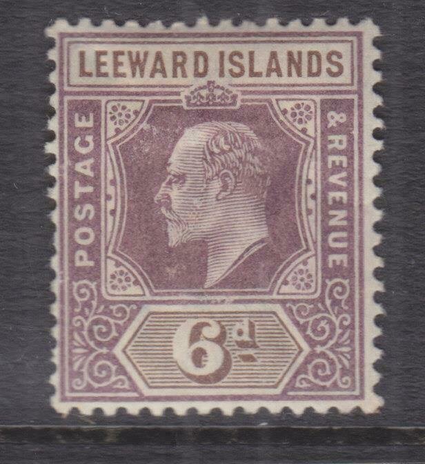 LEEWARD ISLANDS, 1902 KEVII CA 6d. Purple & Brown, lhm., corner thin.