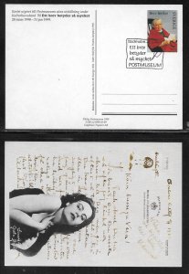 Sweden Postal Stationery Postcard 1998 Postal Museum Greta Garbo Cancelled (z2)
