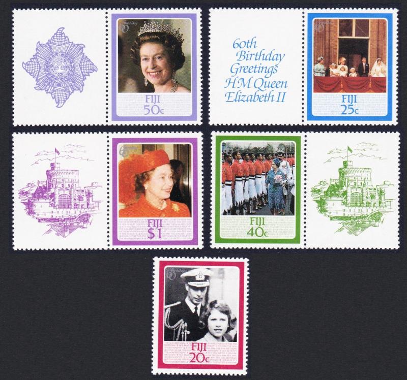 Fiji QEII 60th Birthday 5v some with labels SG#714/18 SC#544-548