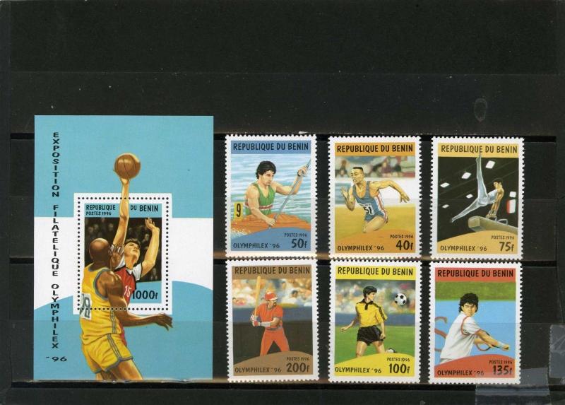 BENIN 1996 Sc#857-863 SUMMER OLYMPIC GAMES SET OF 6 STAMPS & S/S MNH 