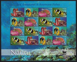 Nauru WWF Anemones Anemonefish Fish Sheetlet of 4 sets 2003 MNH SC#514-517