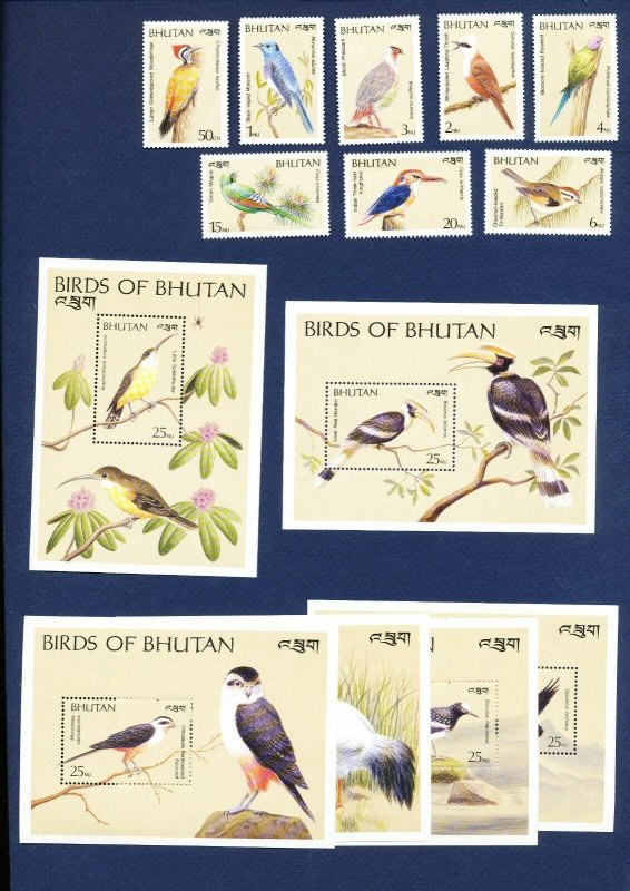 BHUTAN - # 774 // 797 - FVF MNH see note -- Birds - 1989  -- two scans