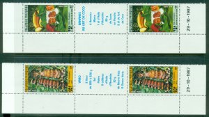 French Polynesia 1988 Local Foods Pair + gutter MUH