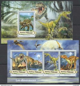 2017 Togo Dinosaurs Prehistoric Animals #7949-2+Bl1401 ** Fd0540