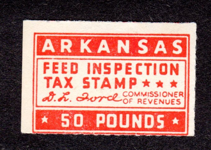 USA, Arkansas State Revenue, SRS # FE37, MH. feed    Lot 190144