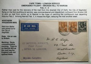 1932 Mpika Northern Rhodesia First Flight Cover FFC To London England