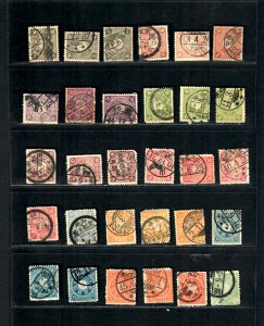 JAe Japan 1899-1907 SON Cancels Unique Postmarks,30 stamps Used off paper