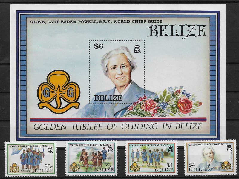 1987 Belize 873-7 Nat'l Girls Guide 50th Anniv. MNH C/S + S/S