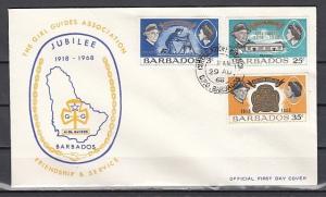 Barbados, Scott cat. 306-308. Girl Guides, 50th Anniversary. First day cover. ^