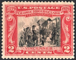 SC#651 2¢ George Rogers Clark Single (1929) Uncancelled/No Gum