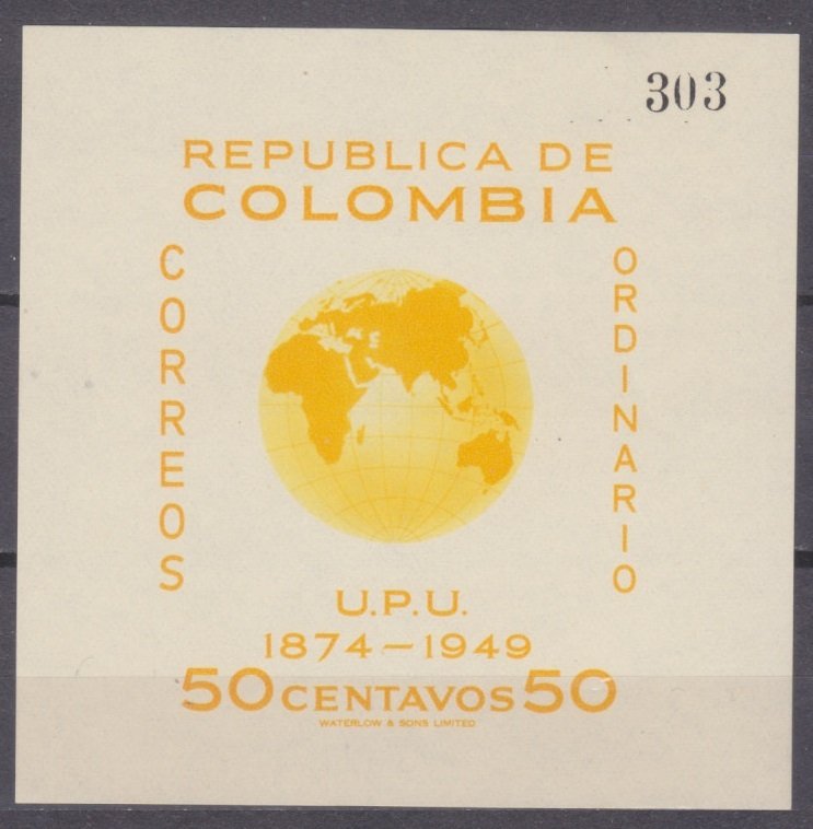 1950 Colombia 597/B4b 75 years of UPU 8,00 €