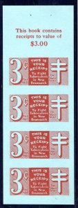 van Dam NBT9a, W/M, Tobacco, 3c, imperf pane of 4, NGAI, New Brunswick, Canada