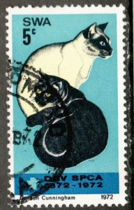 1972 South West Africa Sc# 337 SPCA 100th Cat / Kitten - Used postage stamp.