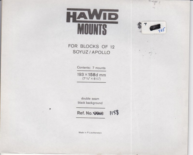 Hawid  Black Mounts Size 193x158d, 3  Unopened packs