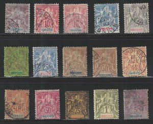 Indo-China, Lot of 15 Stamps (12 Diff.) between Scott #5 and 21, Used